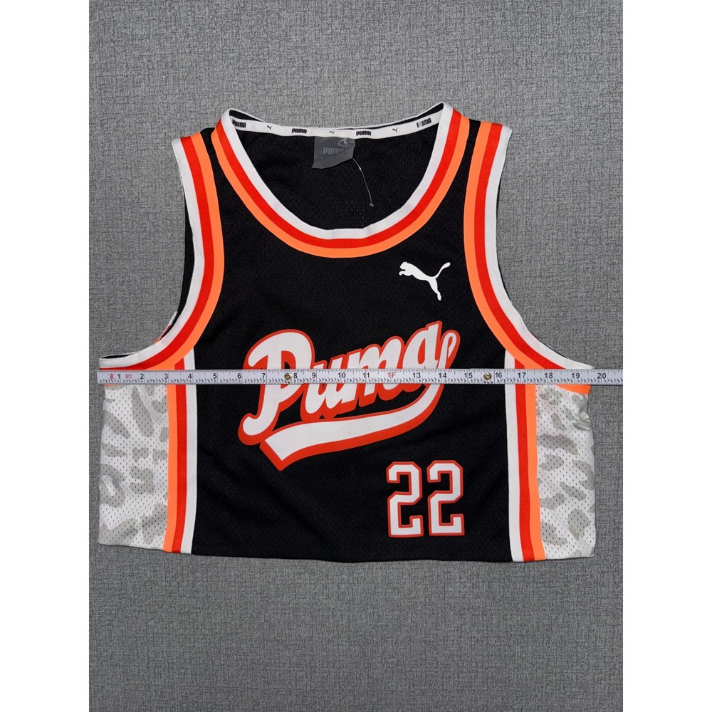 Puma Medium M Tank Top Black Orange Basketball Jersey Leopard Crop 22